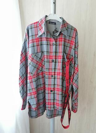 Крутая стильная рубашка в клетку коттон вискоза