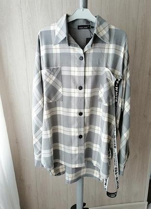 Крутая стильная рубашка в клетку коттон вискоза