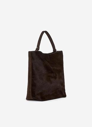 Замшева шкіряна шопер-сумка — коричнева arket