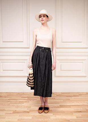 Графитная юбка солнце-клеш с защипами панамера