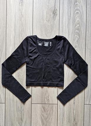 Спортивний кроп-топ з довгим рукавом в рубчик