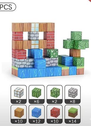 Магнітний конструктор майкрафт minecraft 64 деталей 3d блоки набір для дітей