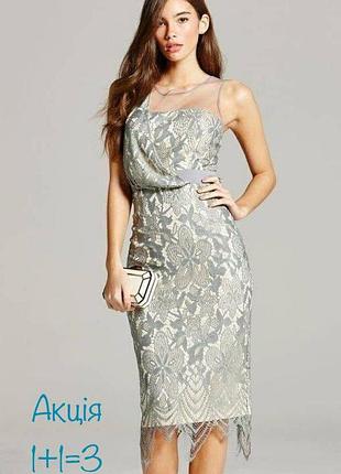 Мереживна сукня міді з фігурним оздобленням по подолу little mistress