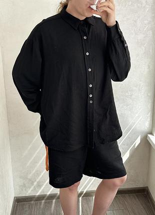 Костюм із льону сорочка та шорти бермуди унісекс