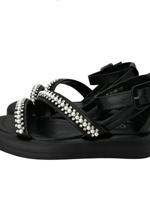 Легкие кожаные босоножки сандалии на платформе с мехом