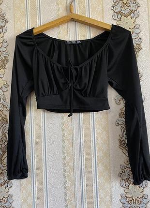 Стильний топ, чорний топік в рубчік