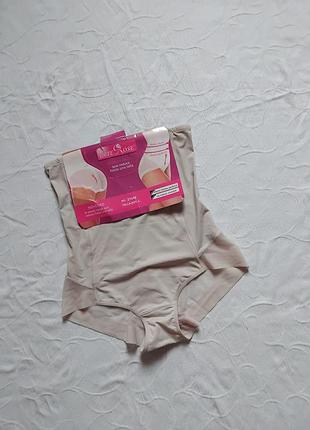 Бежевые бесшовные высокие корректирующие трусики