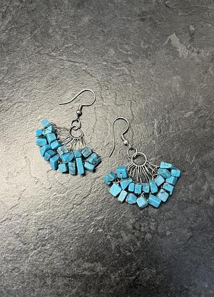 Бірюзові сережки з італії — ручна робота віяло