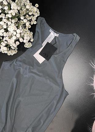 Міді сукня zara з підкладкою у сірому кольорі