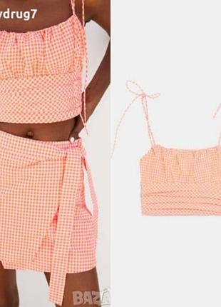 Кроп-топ с завязками сзади на резинке zara