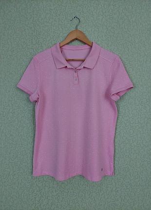 Коттоновая футболка поло esprit женская розового цвета candy pink в милый горох
