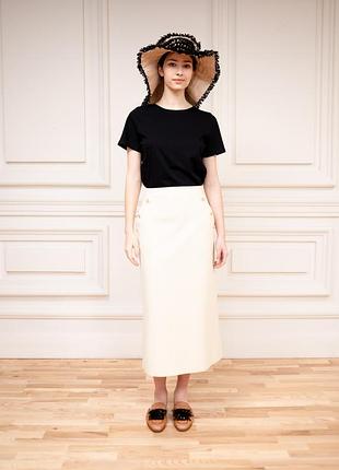 Деловая хлопковая юбка а-силуэта в молочном цвете роксет