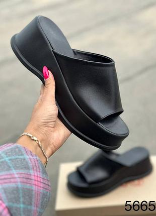 Шльопанці на платформі натуральна шкіра