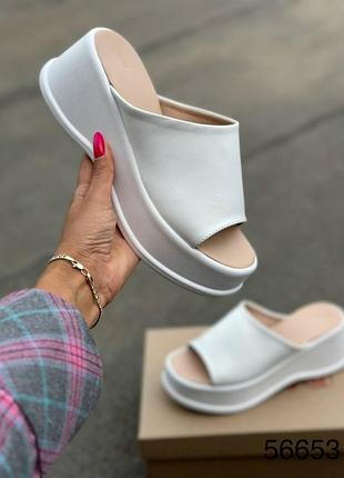 Шльопанці на платформі натуральна шкіра