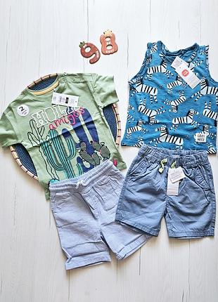 Костюм літній дитячий 98см, ovs, c&a, cool club, польща, 2-3роки, комплект для хлопчика/дівчинки, футболка+шорти, майка+шорти