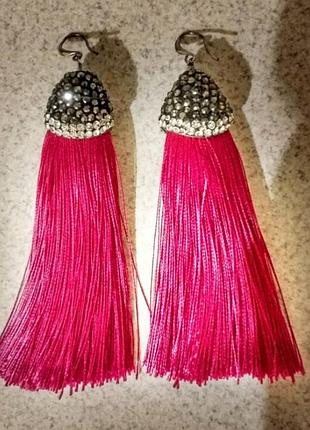 Сережки малиновые кисточки