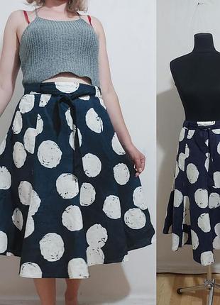 Льняная юбка  в горох с поясом hobbs