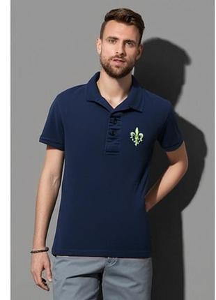 Лаконичная синяя хлопковая футболка-поло немецкого бренда john devin