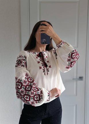 Вышиванка вышитая рубашка с длинными рукавами белая рубашка хлопковая украинская символика женская