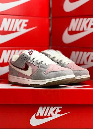 Женские кроссовки nike sb dunk 85 double swosh grey pink white