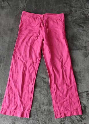 Прямые широкие летние брюки лён