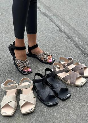 Босоніжки жіночі натуральна замша/шкіра