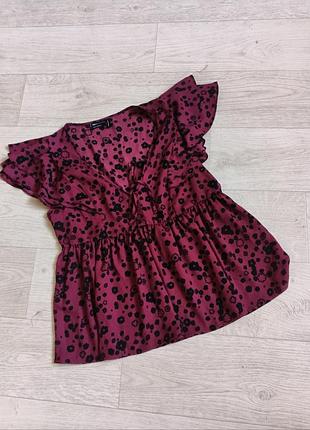 Блуза жіноча бордова в квіти 38/46