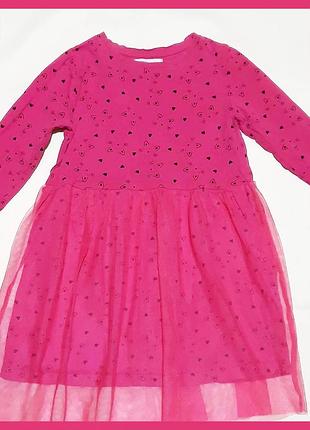 Платье для девочки на 3 - 4 рюмки розовое платье демисезонное летнее платье хлопок с фатином нарядное