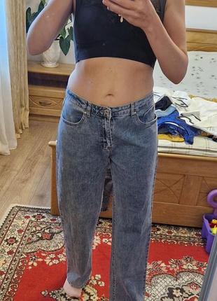 Джинсы широкие уровни сине-голубые