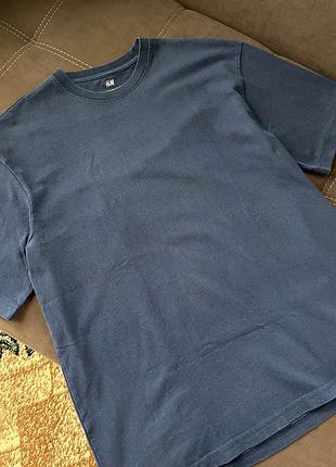Синя варена котонова футболка h&m
