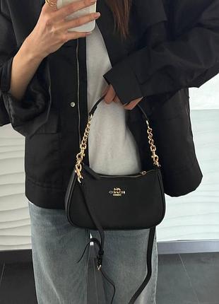 Сумка coach new mini black ( коробка) 24х14х6,5 женская натуральная кожа черный