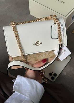 Сумка coach [коробка магнит] 22x15x9 женская натуральная кожа молочный