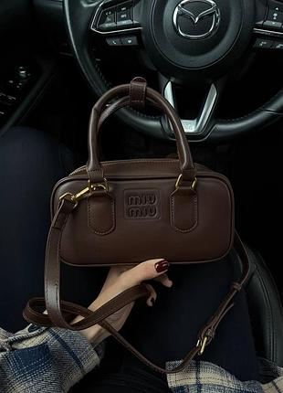 Сумка miu miu dark brown miu miu [ коробка] 21х10.5х7 женская натуральная кожа коричневый