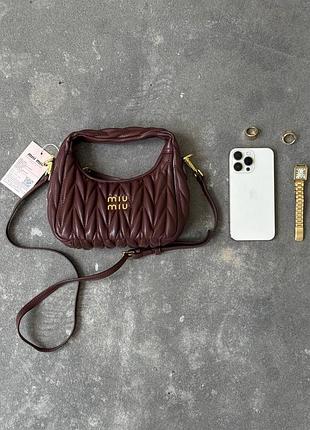 Сумка miu miu miu miu [ коробка] 21х23х7 женская натуральная кожа бордовый