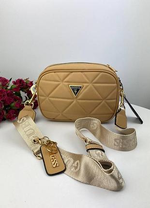 Guess puff beige 22х16х8 сумка жіноча шкіряна бежева