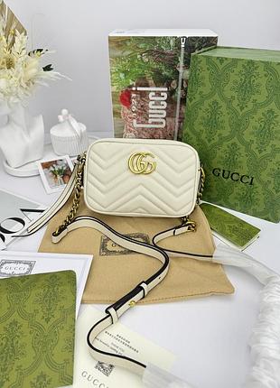 Gucci milk gold 18x12x6 женская сумка кожаная молочная