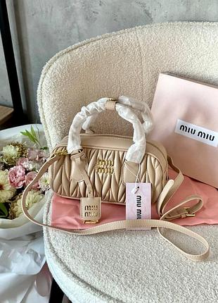 Сумка miu miu miu miu cappuchino [ коробка] женская натуральная кожа бежевый
