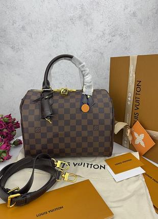 Louis vuitton speedy bandouliere 25 женская сумка кожаная коричневая