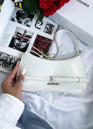 Сумка jacquemus white 27x11x4 женская натуральная кожа белый