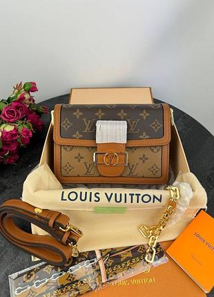 Louis vuitton mini dauphine 20,5x15x8 сумка жіноча шкіряна коричнева
