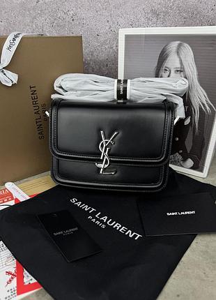Yves saint laurent solferino black silver 20x15x6 женская сумка кожаная черная