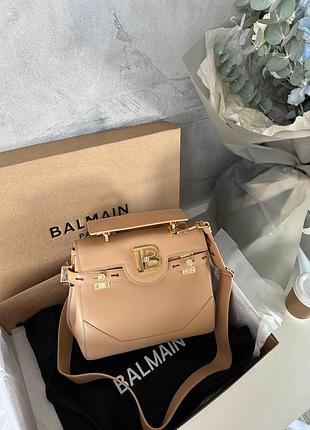 Сумка balmain balman 20х23х8 женская натуральная кожа бежевый