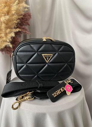 Guess puff black сумка жіноча шкіряна чорна