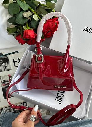 Сумка jacquemus 17x14x7.5 жіноча натуральная кожа червоний