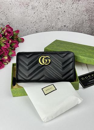 Gucci black 20x10x3 гаманець жіночий шкіряний чорний