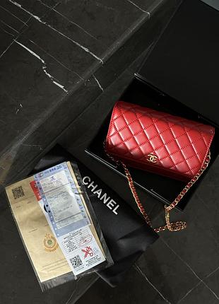 Сумка chanel коробка 19.5х13х4 женская натуральная кожа красный