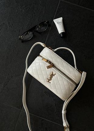 Сумка yves saint laurent ysl white 18x11x7 женская натуральная кожа белый