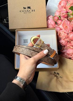 Ремень coach 100 x 2.5 женский натуральная кожа бежевый