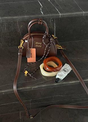 Сумка miu miu miu miu ( коробка) 17х11х7 женская натуральная кожа коричневый