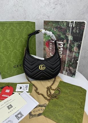 Gucci black 21x12x5 женская сумка кожаная черная